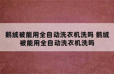 鹅绒被能用全自动洗衣机洗吗 鹅绒被能用全自动洗衣机洗吗